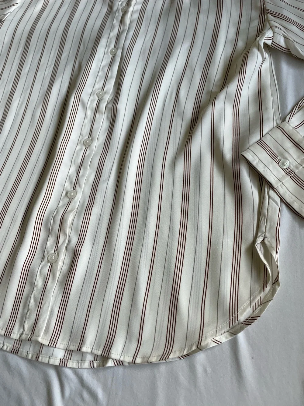 Banana Republic Ivory Button-Down Shirt with Brown Stripes